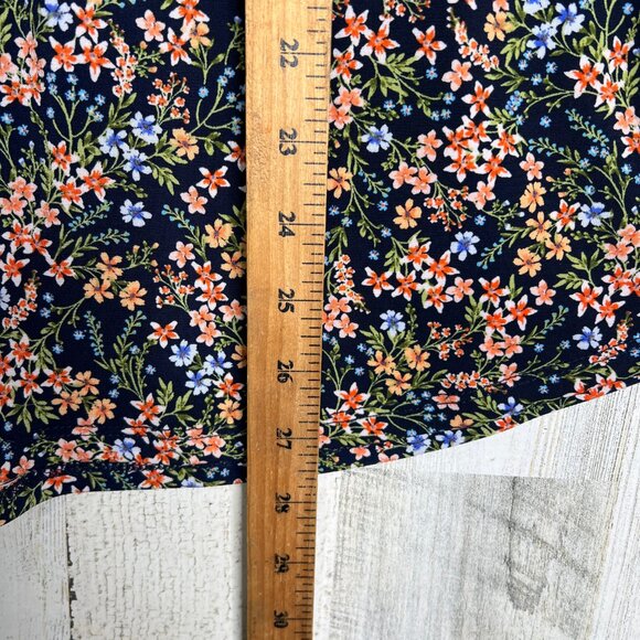 Vince Camuto Womens L Multi Floral Art Print Spring Blossom V Neck Stretch Top - Picture 8 of 9